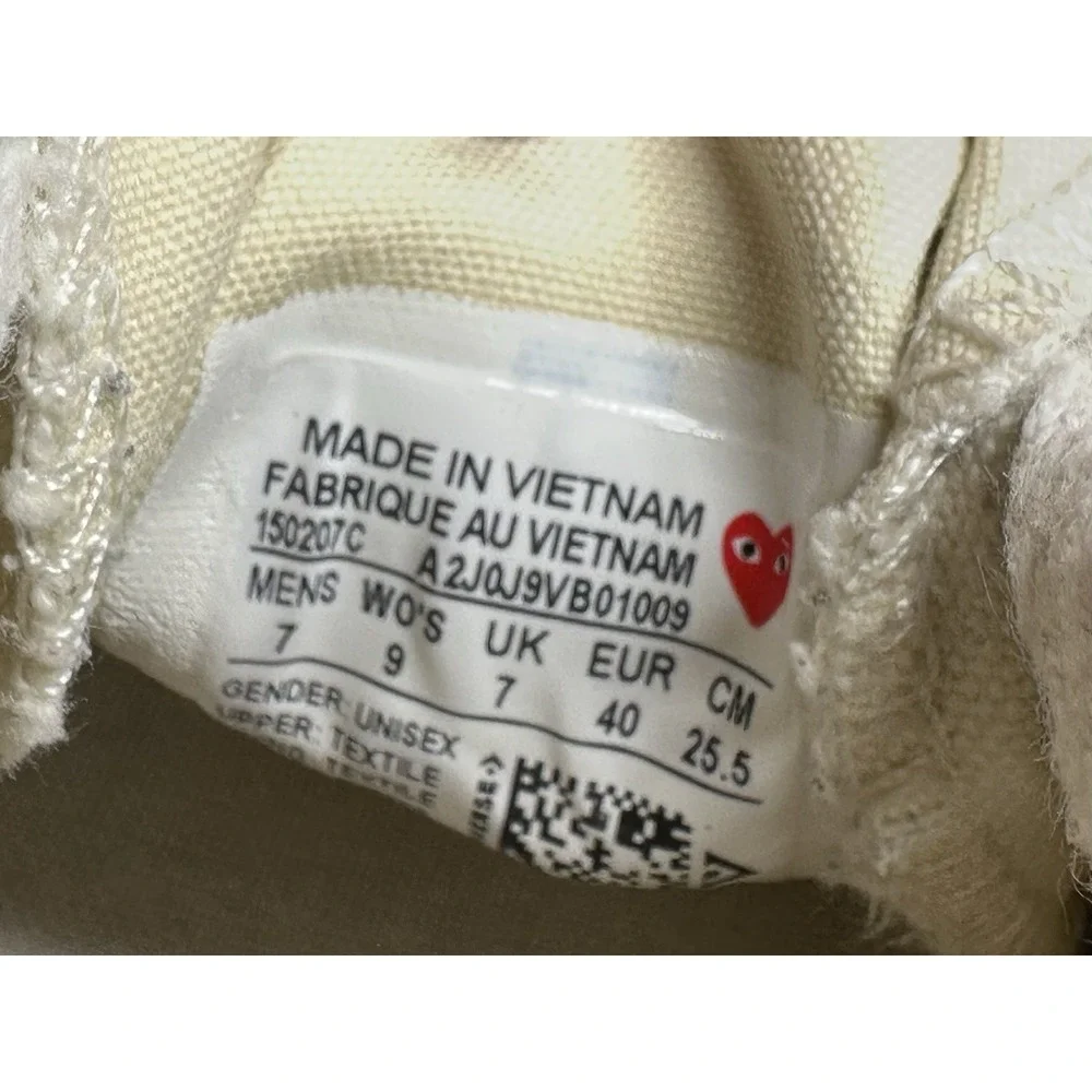 Converse x Play Comme des Garcons Hidden Heart Low Top Beige Sneakers Women's  7
